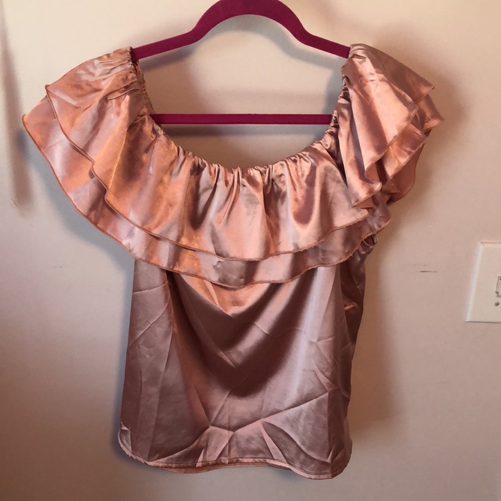 Shiny pink off shoulder blouse